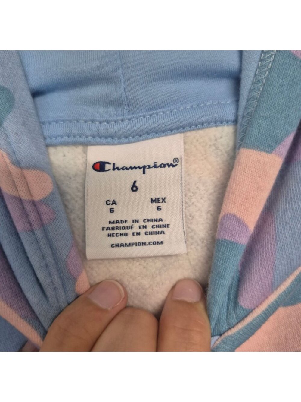 Champion Girls Camo Hoodie & Jogger Set Size 6 Pink Blue Purple - Picture 6 of 7